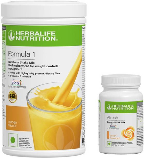 HERBALIFE Formula 1-Mix Shake Mango 500g + Peach Afresh 50g Box