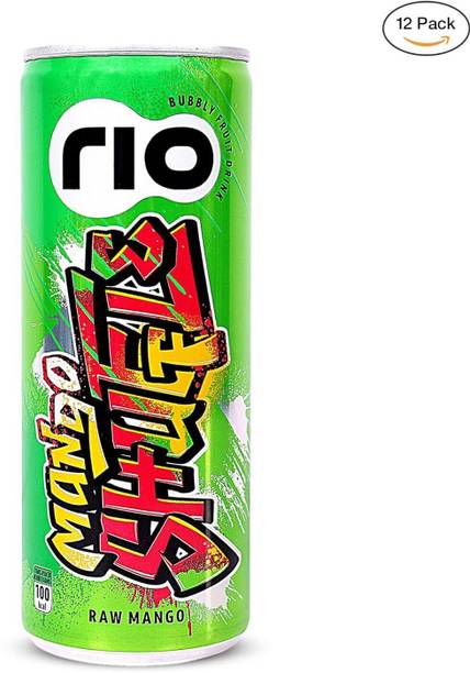 Rio Raw Mango Bubbly Fruit Drink Can | Exotic Juice + Fizz | Pack of 12 | 250 ml Can