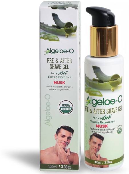 Algeloe O Pre & After Shave (Musk) Gel For Men (Aloe barbadensis) | For Smooth Shaving