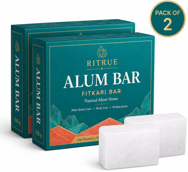 RiTrue A+ Grade Fitkari Alum stone Bar - Shaving phitkari for underarm & face - 2 Pcs