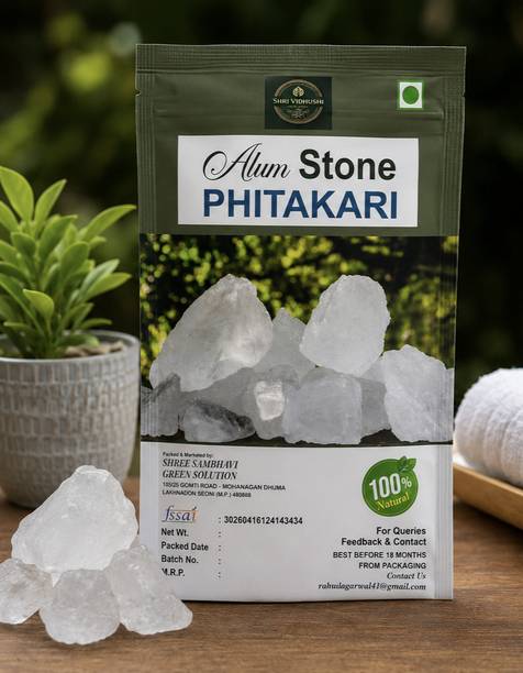 Shrividhushi Natural Organic Alum Stone Fitkari for Aftershave, Clear Skin and Tan Removal