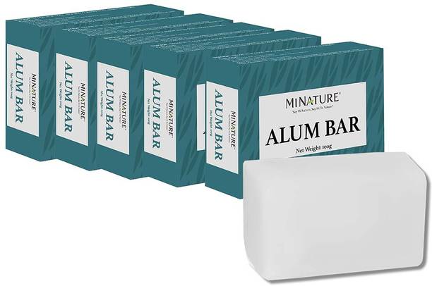 mi nature Alum Bar 100gm (Fitkari), Pack of 5 Shaving Bar 100% Pure Potassium Alum Stone