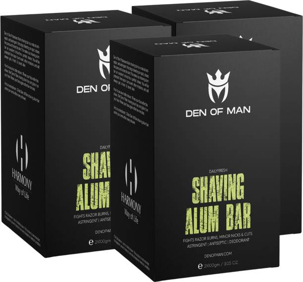 Den of Man 6x100gm Shaving Alum Stone Bar Fitkari for Razor Minor Cuts Skin Antiseptic