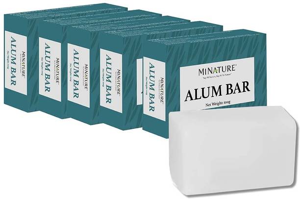mi nature Alum Bar 100gm (Fitkari), Pack of 5 Shaving Bar 100% Pure Potassium Alum Stone