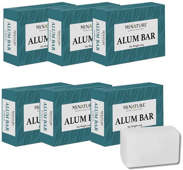 mi nature Alum Bar 100gm (Fitkari), Pack of 6 Shaving Bar 100% Pure Potassium Alum Stone