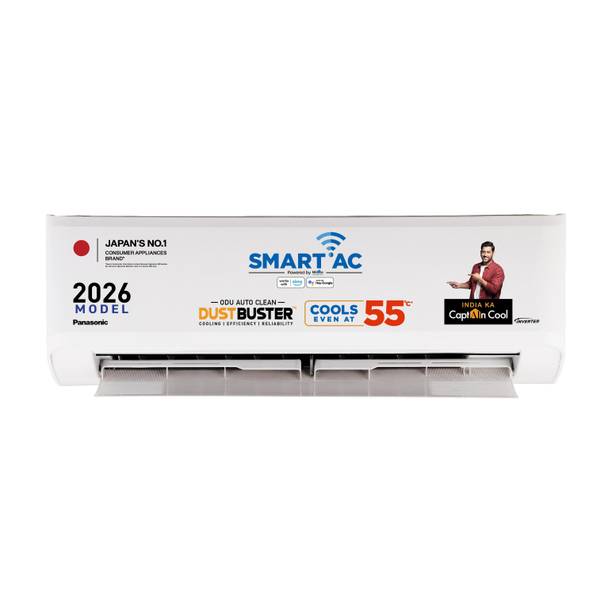 Panasonic 2026 Model 1.5 Ton 3 Star Split Inverter with Wi-fi Smart, DustBuster Tech, Matter Enabled, AI, Higher Airflow, 2-Way Swing, Cools at 55 Deg. C, Copper Condenser, 8in1 Convertible, PM0.1 Filter AC