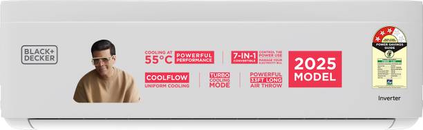 BLACK+DECKER 2025 Model 1 Ton 3 Star Split Inverter AC – White (BXACN3I310BP1IN, Copper Condenser)