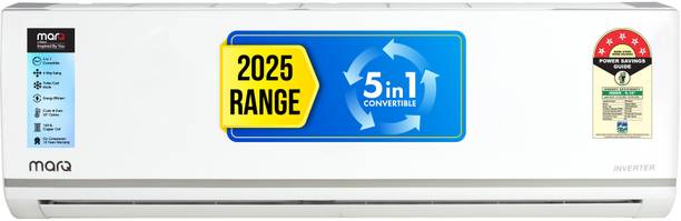 MarQ by Flipkart 2025 1.5 Ton 5 Star Split Inverter 5-in-1 Convertible with Turbo Cool Technology AC  - White