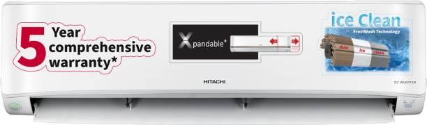 Hitachi 5400FXL 2023 Model 1 Ton 5 Star Split Inverter ice Clean, Xpandable Plus, Long air throw with Hexa Sensor Technology AC  - White