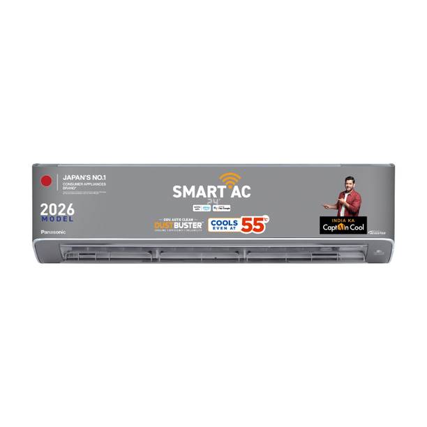 Panasonic 2026 Model 1.5 Ton 5 Star Split Inverter with Wi-fi Smart, DustBuster Tech, Matter Enabled, AI, nanoe, AQI, Higher Airflow, 4-Way Swing, Cools at 55 Deg. C, Copper Condenser, 8in1 Convertible AC