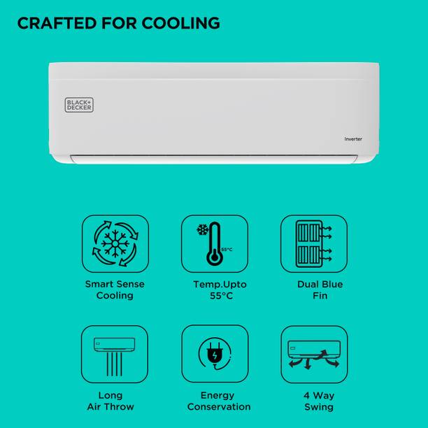 BLACK+DECKER 2025 Model 1 Ton 3 Star Split Inverter AC – White  (BXACN3I310BP1IN, Copper Condenser)