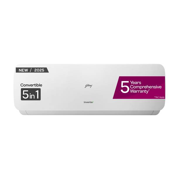 Godrej 2025 Model 1.5 Ton 3 Star Split Inverter 5-In-1 Convertible Cooling with Heavy Duty Cooling and Pure Air Filter AC