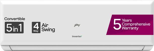 Godrej 5-in-1 Convertible Cooling 2023 Model 1.5 Ton 4 Star Split Inverter with 4 Way Swing and Tri Filtration System AC  - White