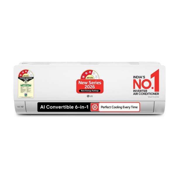 LG 2026 Model 1.5 Ton 3 Star Split Smart Inverter Faster Cooling and Energy Saving, AI Convertible 6-in-1 Cooling, HD Filter with Anti Virus Protection, Cools at 55 Degree celsius, Him Clean, VIRAAT Mode and Diet Mode Plus AC