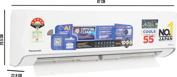 Panasonic 1 Ton 5 Star Split Inverter AC with Wi-fi Connect – White, Grey  (CS-EU12BKY5FM/CU-EU12BKY5FM, Copper Condenser)