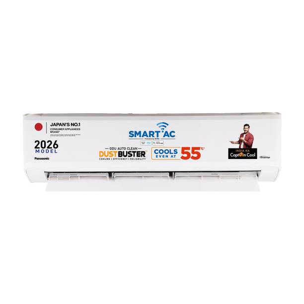 Panasonic 2026 Model 1.5 Ton 5 Star Split Inverter with Wi-fi Smart, DustBuster Tech, Matter Enabled, AI, Higher Airflow, 4-Way Swing, Cools at 55 Deg. C, Copper Condenser, 8in1 Convertible, PM0.1 Filter AC