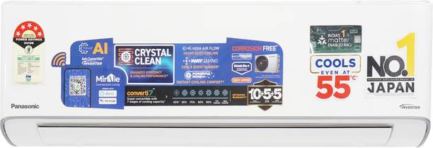 Panasonic 1 Ton 5 Star Split Inverter AC with Wi-fi Connect – White, Grey (CS-EU12BKY5FM/CU-EU12BKY5FM, Copper Condenser)