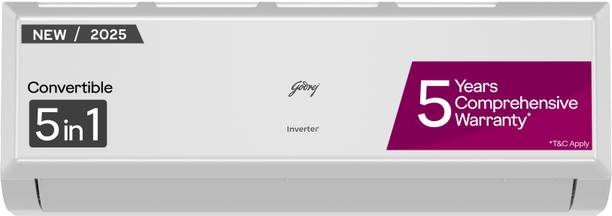 Godrej 2025 Model 1.5 Ton 4 Star Split Inverter 5-In-1-Convertible Cooling, 4 Way Air Swing And Heavy Duty Cooling at Extreme Temperature AC