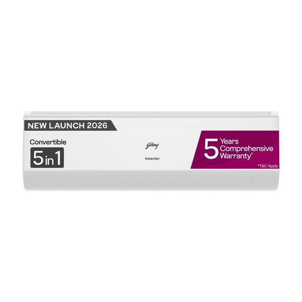 Godrej 2026 Model 1.5 Ton 4 Star Split Inverter with 5-in-1 convertible | AI Powered| Heavy Duty Cooling at 52 degree celsius|i-Sense technology AC
