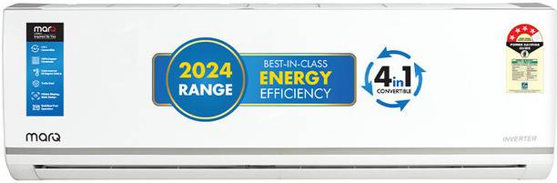 MarQ by Flipkart 2024 Range 1.5 Ton 4 Star Split Inverter 4-in-1 Convertible with Turbo Cool Technology AC  - White