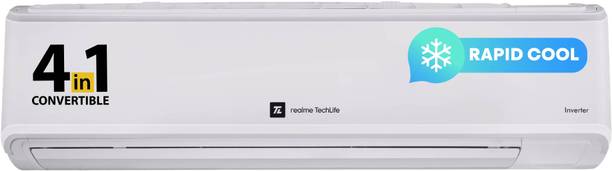 realme TechLife 4-in-1 Convertible 2023 Range with Flexi-Control Technology 1.2 Ton 4 Star Split Inverter AC – White