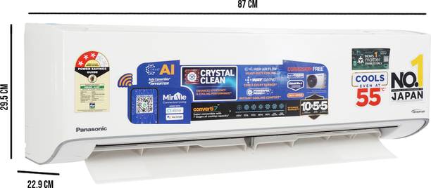 Panasonic 1 Ton 3 Star Split Inverter AC with Wi-fi Connect – White, Grey  (CS-EU12BKY3FM/CU-EU12BKY3FM, Copper Condenser)