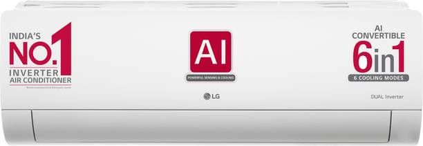 LG AI Convertible 6-in-1 Cooling 2023 Model 2 Ton 3 Star Split Inverter 4 Way Swing, HD Filter with Anti-Virus Protection AC  - White