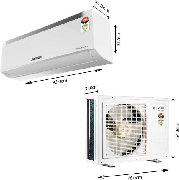 Sansui 2025 Model 1.5 Ton 5 Star Split Inverter 5 in 1 Convertible 1.5 Ton 5 Star Split Inverter with ZEN Cool Technology, Energy Saving, Blue Fin, Copper Tubing, Anti Rust…