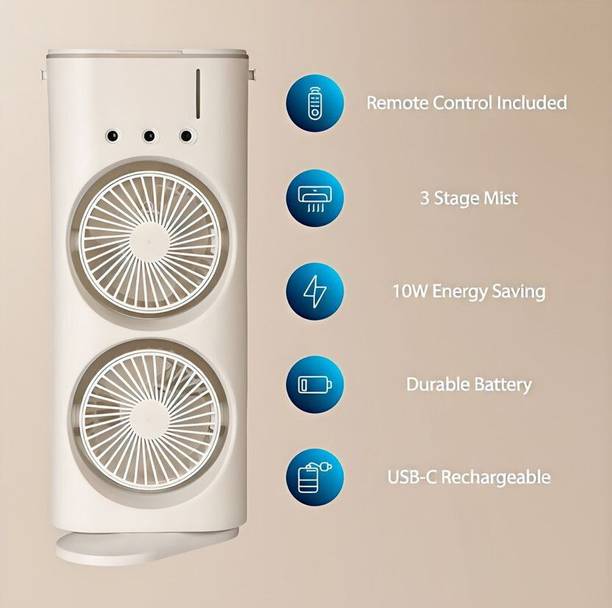 DAKSHWAYAL Double Ended Spray Fan Desk Fan with Mist SPSP-81 Double Ended Fan SPSP-81 USB Fan