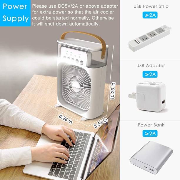 RECTITUDE Small Personal Air Cooler Quiet AC Portable Mini Computer Cooling Fan Conditioner Humidifier Purifier Mini Cooler air USB Fan