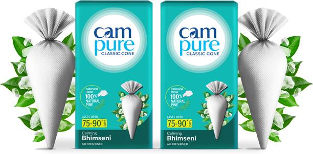 CamPure Cone Bhimseni - Pack of 2 Potpourri Camphor Cone Bhimseni - Room Freshener, Mosquito - Insect Repellent - Pack Of 2