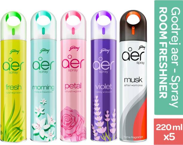 Godrej Morning, Petal, Musk, Voilet, Fresh Lush Green Spray Aer Room Freshener Spray Combo