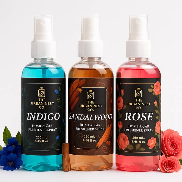 The Urban Nest Co. Indigo Sandalwood Rose Freshener Triple Combo Home and Car Spray indigo-sandalwood-rose