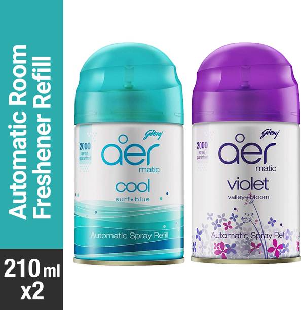 Godrej Matic Room Freshener - Cool Surf Blue & Voilet Valley Bloom Automatic Spray For Home & Office