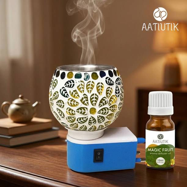 Aatiutik Magic Fruit Diffuser Set Electric Camphor Diffuser Aroma Oil Burner with Ceramic Bowl | Kapoor Dani Electric Burner | Room Freshener, Camphor & Diffuser/Essential Oil Fragrance