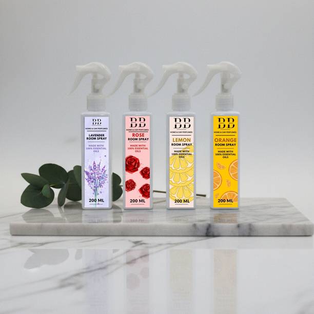 boka boki lavender,rose,lemon,orange Car Freshener Spray Combo of 4 Air Freshener Spray, For Home Office, Bedroom, Drawing Room No Chemicals, Artifical Fragrance