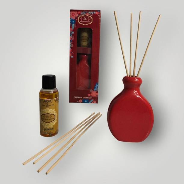 IMPERIUM AROMA Reed Diffuser Set with 50 ml Jasmine Fragrance Oil & 8 Natural Rattan Sticks | Diffuser For Home Fragrance, Living Room, Bedroom, Office & Gifting