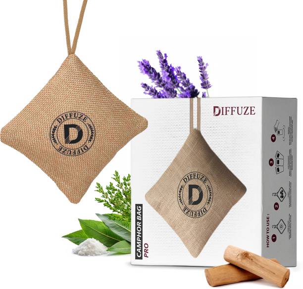Diffuze Camphor Beige Diffuser 4-in-1 Camphor Bag Pro | Luxury Air freshener Set | Long Lasting Home & Car Perfume | Car Air Purifier