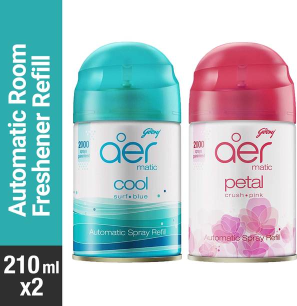 Godrej Matic Room Freshener - Cool Surf Blue & Petal Crush Pink Automatic Spray For Home & Office
