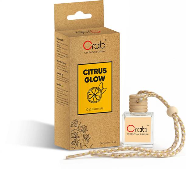 Crab Essential Hanging Car Perfume CITRUS GLOW 10ml Long Lasting Diffuser Natural Bold Scent Fragrance