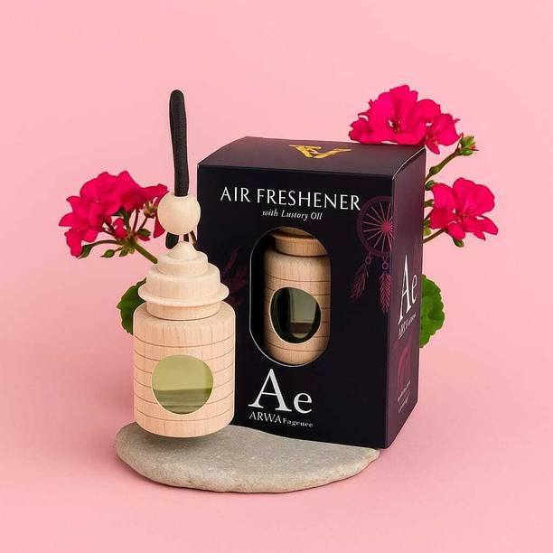 ARWA Geranium Long Lasting Good Smell Fragrance - Wooden Glass Lid Car Freshener Aroma Oil Car Perfume Hanging Pod, Automatic Air Diffuser, Interior Accessories,