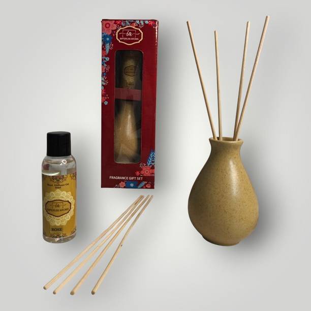 IMPERIUM AROMA Rose Diffuser Aroma Fragrance Gift Set with Ceramic Oil Burner,Rose Oil & Tealight Candles | Home Spa