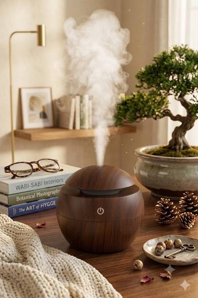 VINTRIX andalwood Amber, Jasmine Woods, Lavender Vanilla Mist Aroma Oil, Automatic Spray, Diffuser, Diffuser Set PureMist AuraGlow RGB Wooden Humidifier