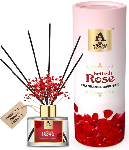 The Aroma Factory British Rose Diffuser Set Reed Diffuser Set (British Rose, 100ml Pack of 1)