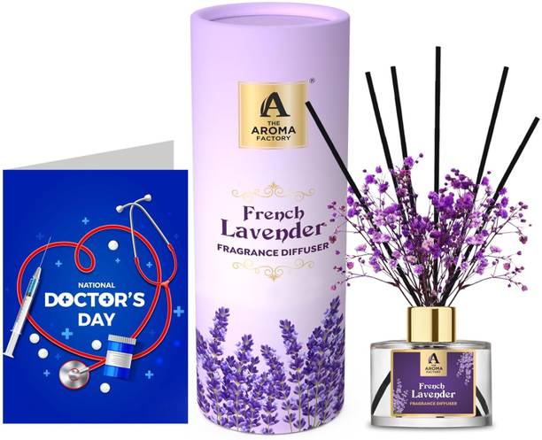 The Aroma Factory French Lavender Diffuser Set Happy Doctors Day GreetingCard &Reed Diffuser, French Lavender (1 Box + 1 Card)