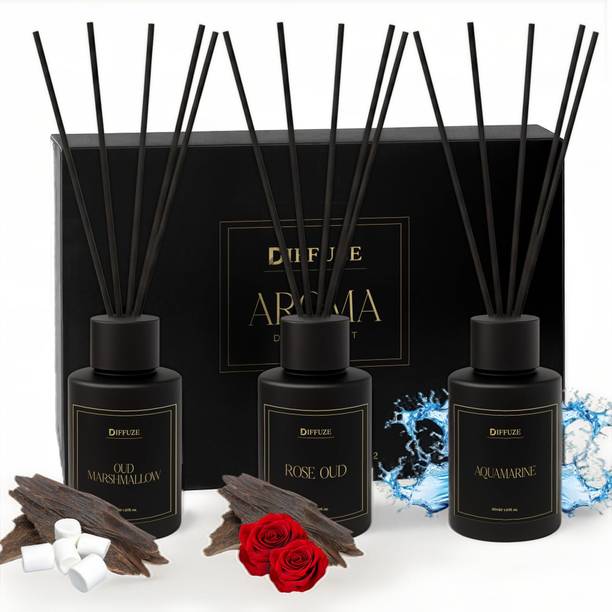 Diffuze Oud Marshmallow, Rose Oud & Aquamarine Diffuser Set REED DIFFUSER