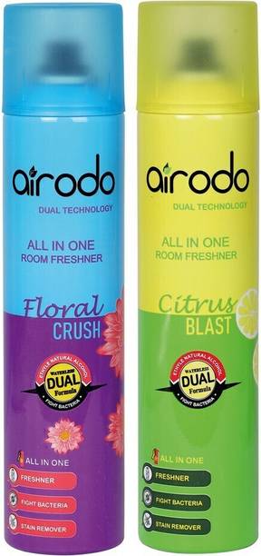 AIRODO Floral Fresh, Citrus Blast Spray Room Freshener | All In One | CITRUS BLAST | FLORAL FRESH | (250ML) pack of 2