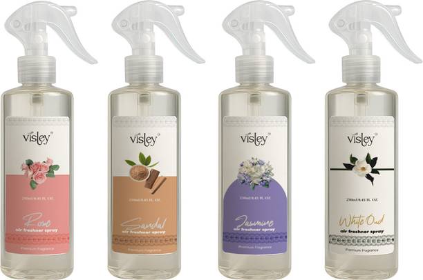 Visley Naturally Fresh, Truly Pure Spray (Rose+Sandal+Jasmine+White Oud) Air Freshener