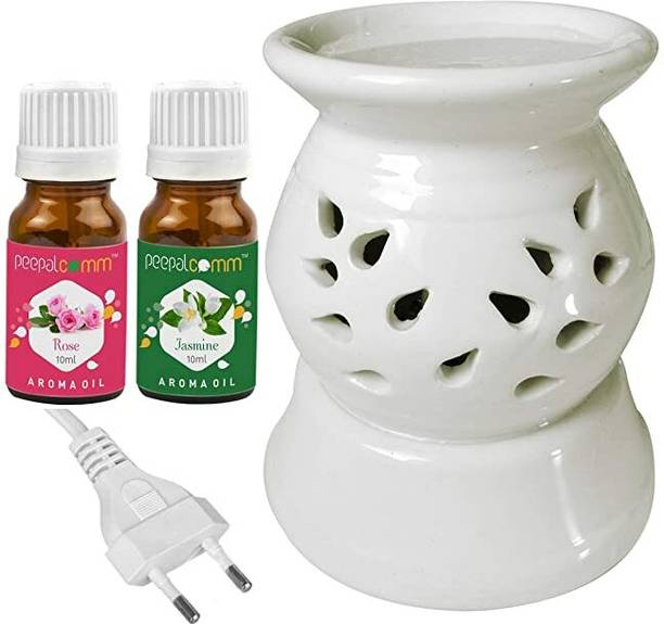 PeepalComm Beautiful Home Decorative Matki Shape Electric Aroma Oil Diffuser With 2 Aroma Oil, Diffuser Set Round Matki Shape Electric oil Diffuser With 2 Scented oil