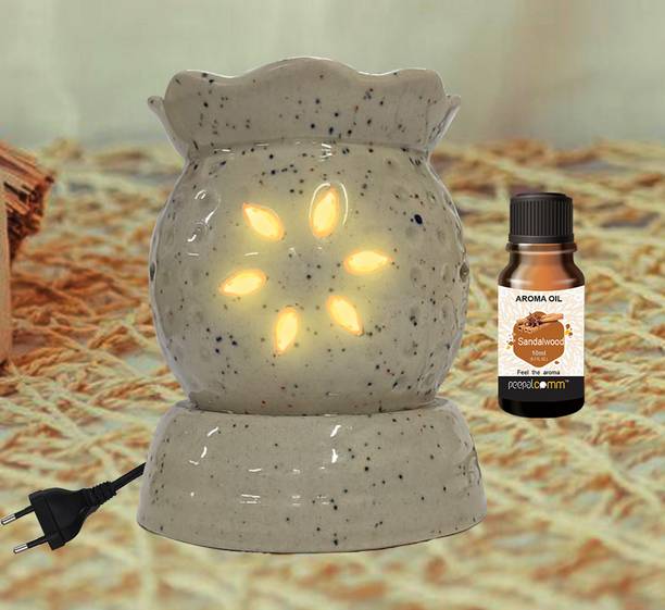 PeepalComm S7 Premium Electric Aroma Oil Diffuser Lamp With 1 10ml Sandalwood Each Aroma Oil, Diffuser Set, Refill Perfect For Air Freshener, Room freshener, Home Décor & Gifting Purpose (Size: 10 x 8 cm) Highly Scented Sandalwood Fragrance